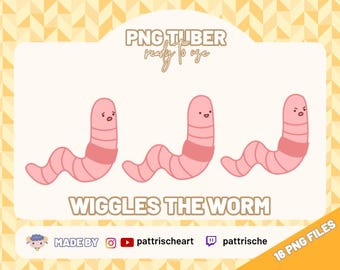 Wurm PNGTuber: Kawaii Zeichnung, sofort einsatzbereit
