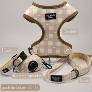 Hundekotbeutelspender Karo-Muster Herzchen beige, weiß Boho Poop Bag Leckerlibeutel inklusive Kotbeutelrolle Kotbeutelspender Bild 7