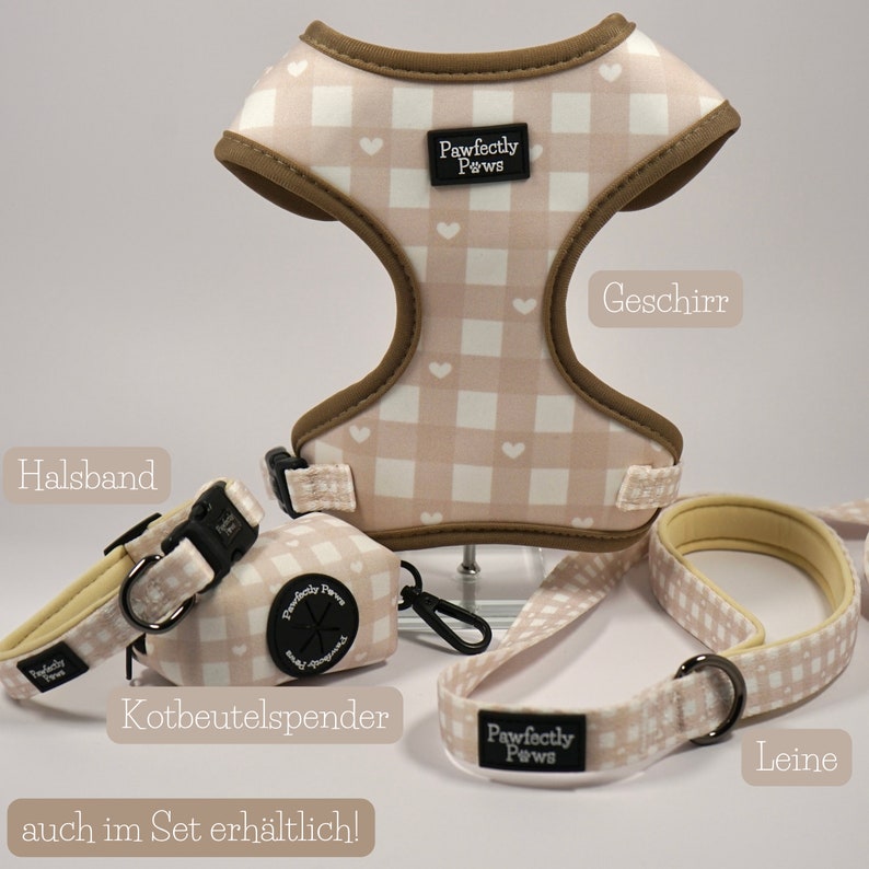 Hundekotbeutelspender Karo-Muster Herzchen beige, weiß Boho Poop Bag Leckerlibeutel inklusive Kotbeutelrolle Kotbeutelspender Bild 7