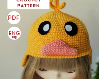 Modello per cappellino a forma di anatra all'uncinetto per bambola Blythe (modello in PDF)
