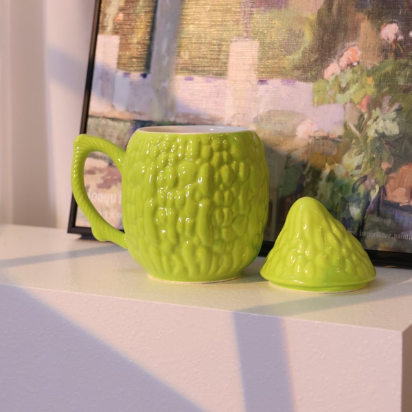 450ml Ceramic Mug for Home Office Creative Porcelain 3D Fruit Cup with Handle for Coffee Tea Juice Milk Momordica Charantia Shape Mug Gift