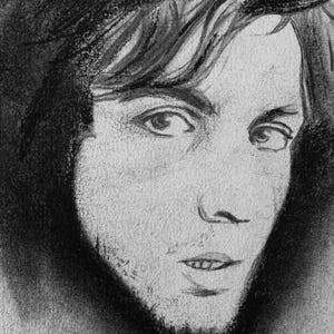 Handgezeichnetes Portrait von Syd Barrett | Pink Floyd Kunst | Psychedelic Rock Wand Kunst | Tuschestift Zeichnung | Musik Kunstdruck
