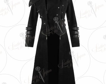 Nuevo abrigo de hombre de lana negra Scorpion, chaqueta larga, gabardina con capucha gótica steampunk negra