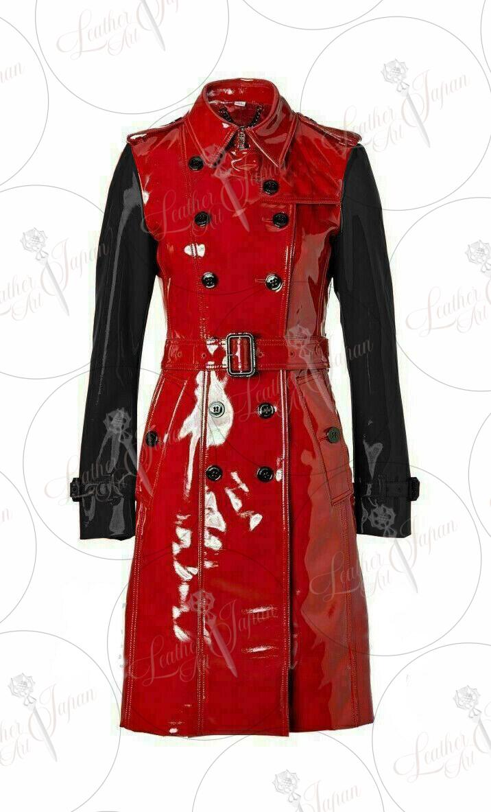 Trench Lackmantel Bodenlang Vinyl Roter Lack Mantel Roter Lackmantel
