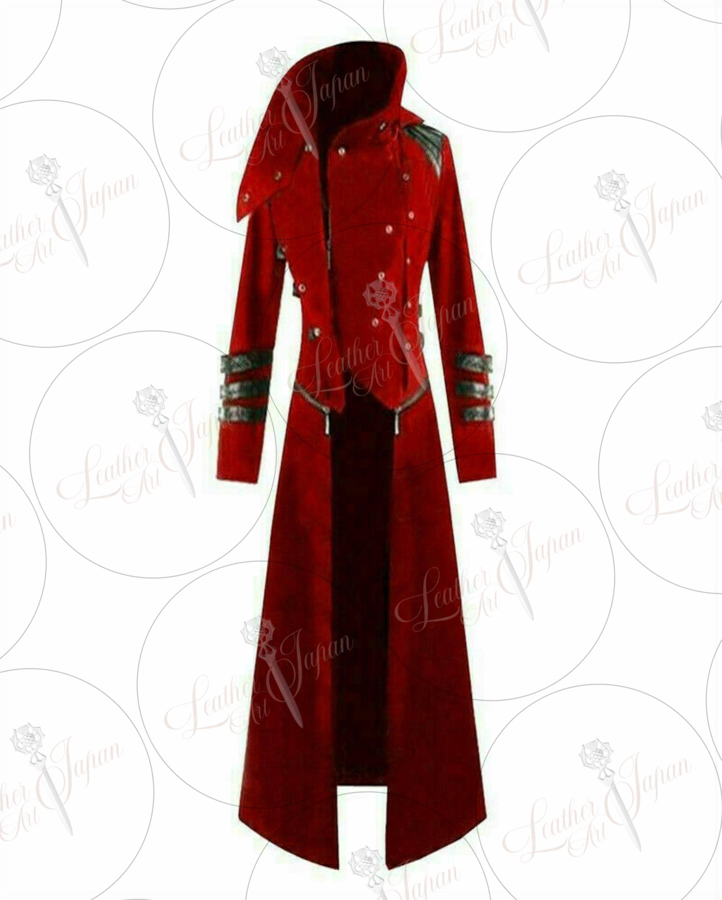 New Red Velvet Scorpion Men's Coat Long Jacket Burgundy