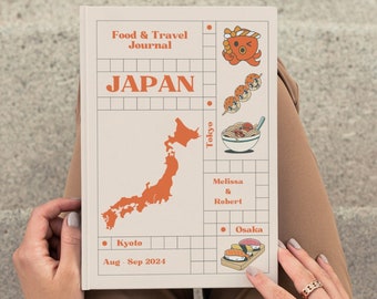 Diario de viajes personalizado de Japón, cuaderno personalizado para parejas, regalos de luna de miel, planificador de viajes, libro de sellos eki, papelería japonesa