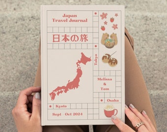 Aangepast Japan-reisdagboek, gepersonaliseerd kawaii-notitieboekje, Japan eki-stempelboek, cadeau voor koppels en familie, Japans briefpapier