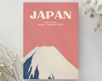 Diario de viaje personalizado de Japón, cuaderno de sellos eki personalizado, regalo de viaje para aniversario, compromiso, luna de miel, Kamisaka Sekka Mt. Fuji
