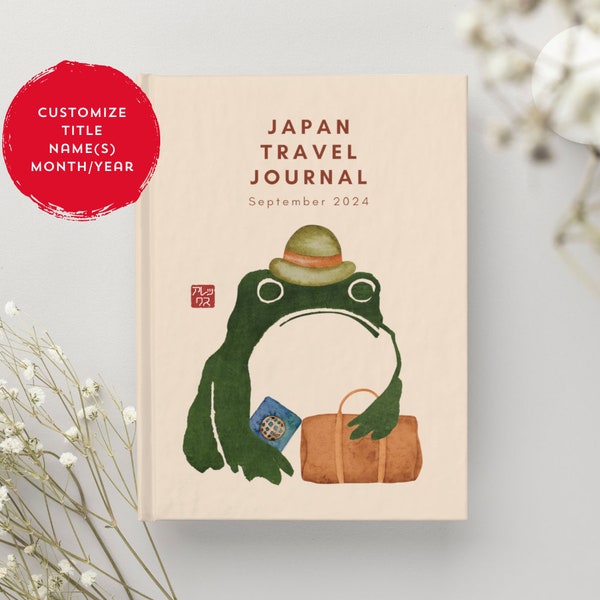 Personalized 5x7 Japan travel journal, custom notebook, eki stamp book, travel journal for couple, Japanese stationary