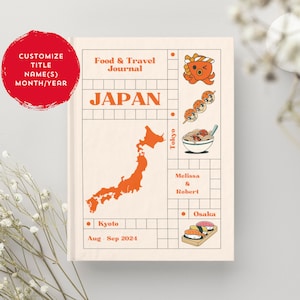 Custom 5x7 Japan travel journal, personalized notebook for Japanese food lovers, vacation memory hardcover notebook, Eki stamp book