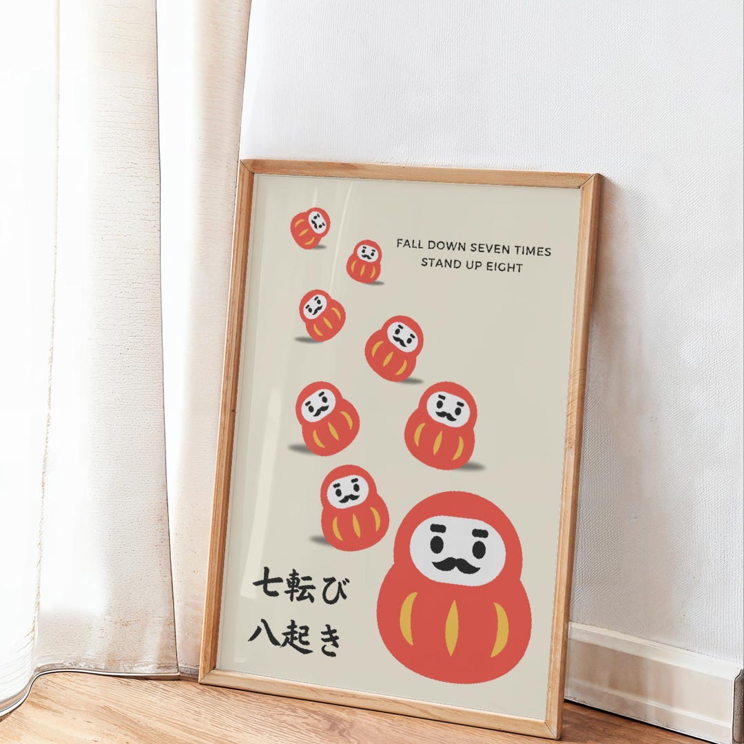 Japanese Proverb Poster, Fall Seven Times, Stand up Eight, Motivational ...