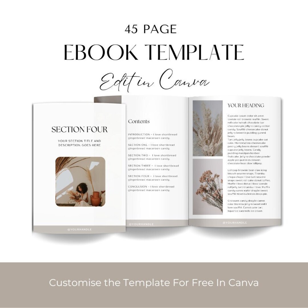 45 Page Ebook Template Canva Neutral Ebook Template Canva Editable ...
