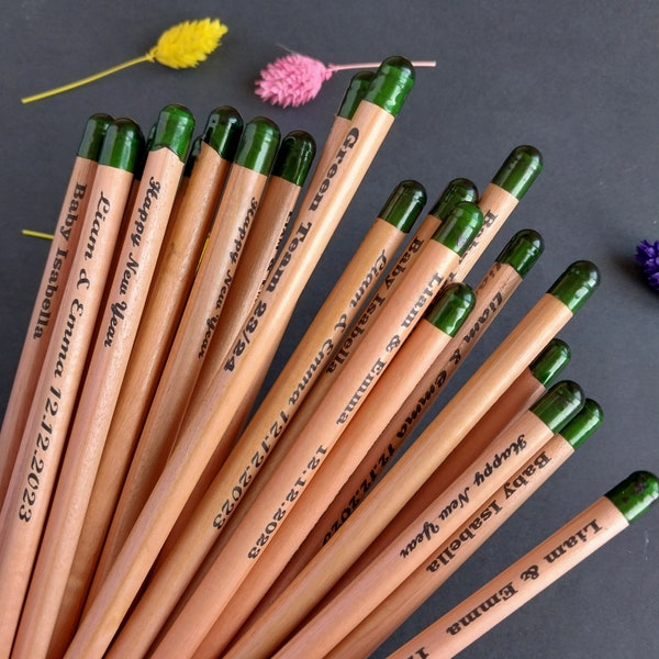 Crayon à graines recyclables et à planter en fleurs, crayon personnalisable pour les mariages, cadeau de crayon à graines gravé respectueux de l'environnement pour les invités