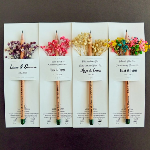 Bulk Personalized plantable seed pencil, Recyclable blooming seed pencil gifts for guests, Customizable pencil for Weddings, Thank You Favor