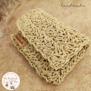 Portefeuille en ficelle de papier fait main, crochet, corde, portefeuille en macramé, petit porte-monnaie, porte-cartes minimaliste, porte-monnaie écologique, portefeuille à boutons-pression bohème