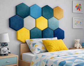 Panneaux muraux hexagonaux en velours — Décoration murale en tissu