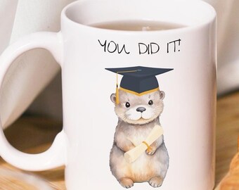 You did it Otter mug personalized gift graduation master degree bachelor custom name student gift cute new job proud friendship child doctor