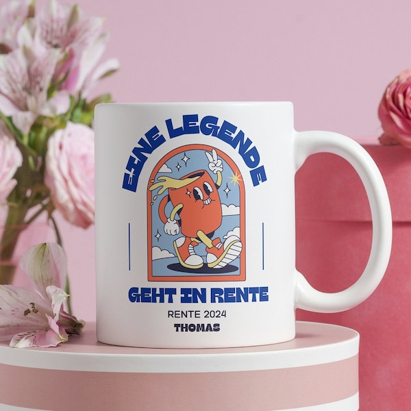 A legend retires personalized funny mug pensioner 2024 name gift farewell work colleague tea cup 90 pensioner retirement