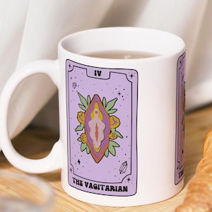 La divertida carta del tarot vagitaria Taza Regalos lésbicos Café gay LGBT Mejor amiga Novia Sarcasmo Feminismo Oficina Desquiciado Orgullo Taza Feminista