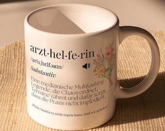 Medical assistant mug personalized funny definition appreciation gift watercolor flowers thank you practice team medicine gift mfa name