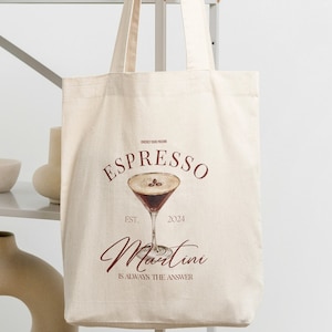 Espresso Martini är alltid svaret Retro estetisk tygväska cocktail Martini shopper Y2K JGA Girls trip Vintage alkohol present Aperitif