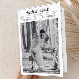 Hochzeitszeitung Vorlage Canva Editierbares Hochzeitsprogramm DIY Druckbar Modernes Hochzeitsheft deutsch Sofort Download Last Minute Idee