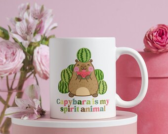 Funny Capybara coffee mug 11oz gift for her valentines day mug spirit animal drinkware birthday for girl y2k coffee mug retro food lover