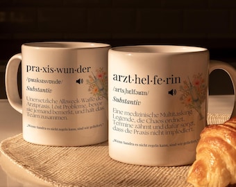 Medical assistant mug personalized funny definition appreciation gift watercolor flowers thank you practice team medicine gift mfa name