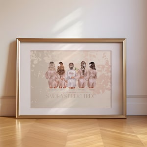 Regalo personalizado para despedida de soltera, tribu de despedida de soltera, despedida de soltera, futura novia, regalo de señorita a señora, impresión de boda, regalo personalizado, arte, nombre, años 90