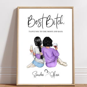 Best Bitch Personalized poster bestie gift birthday best friend custom gift water color wall art office best friend direct download unhinged