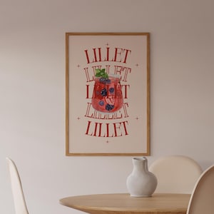 Wildberry Lillet Art Print Cocktail Poster Bar Cart Decor vintage signature drink sign trend wall art minimalist retro Lillet digital Poster