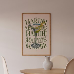 Dirty Martini Art Print Cocktail Poster Car Cart Decor vintage signature drink sign trendy wall art minimalist retro Martini digital Poster