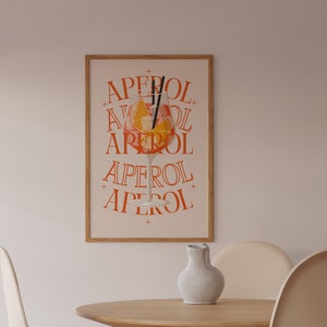 Aperol Spritz Art Print Cocktail Poster bar Cart Decor vintage signature drink sign trendy wall art minimalist retro Aperol Poster kitchen