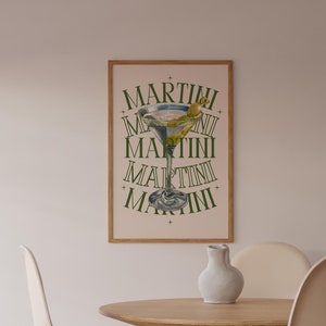 Dirty Martini Art Print Cocktail Poster Car Cart Decor vintage signature drink sign trendy wall art minimalist retro Martini digital poster