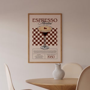 Espresso Martini Art Print Cocktail Poster Bar Cart Decor vintage signature drink sign trendy wall art minimalist retro digital poster
