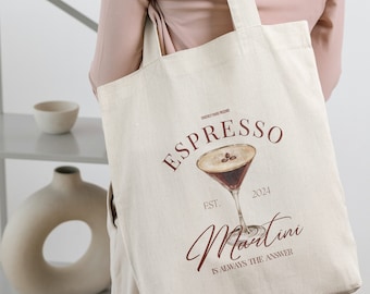 Espresso Martini is always the answer Retro Aesthetic tote bag cocktail Martini shopper Y2K JGA Girls trip Vintage Alcohol gift Aperitifo