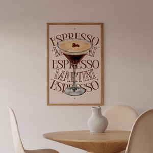 Espresso Martini Art Print Cocktail Poster bar Cart Decor vintage signature drink sign trendy wall art minimalist retro digital Poster