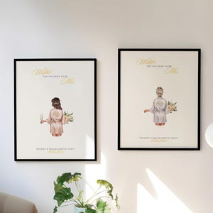 Deseos personalizados para la futura señora Despedida de soltera Libro de visitas para la despedida de soltera Regalo para la futura novia Señorita para la señora Despedida de soltera Arte impreso personalizado de los años 90