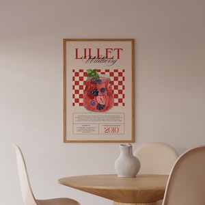 Wildberry Lillet Art Print Cocktail Poster Car Cart Decor vintage signature drink sign trend wall art minimalist retro Lillet digital Poster
