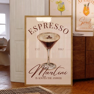 Espresso Martini Art Print Cocktail Poster Bar Cart Decor vintage signature drink sign trendy wall art minimalist retro digital Poster
