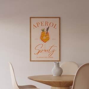 Aperol Spritz Art Print Cocktail Poster Car Cart Decor vintage signature drink sign trendy wall art minimalist retro Aperol digital Poster