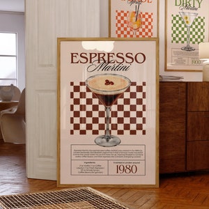 Espresso Martini Art Print Cocktail Poster bar Cart Decor vintage signature drink sign trendy wall art minimalist retro digital Poster