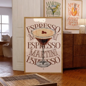 Espresso Martini Art Print Cocktail Poster bar Cart Decor vintage signature drink sign trendy wall art minimalist retro digital poster