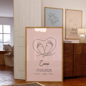 Poster personalizzato per neonati, regalo per la festa della mamma, annuncio di nascita personalizzato, arte lineare, boho, beige, arte murale, download digitale, decorazione per la cameretta dei bambini, data, nome