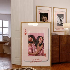 Impression de cartes à jouer personnalisées Cadeau Meilleur ami Affiche personnalisée meilleur ami anniversaire art mural tendance photo petit ami téléchargement direct fille chanceuse 90