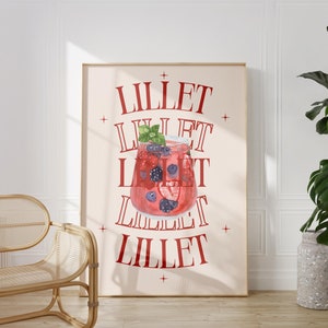 Wildberry Lillet Art Print Cocktail Poster Car Cart Decor vintage signature drink sign trend wall art minimalist retro Lillet digital Poster
