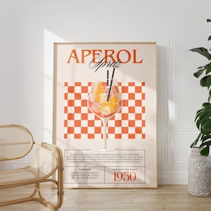 Aperol Spritz Art Print Cocktail Poster bar Cart Decor vintage signature drink sign trendy wall art minimalist retro Aperol digital poster