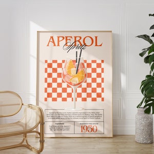 Aperol Spritz Art Print Cocktail Poster Car Cart Decor vintage signature drink sign trendy wall art minimalist retro Aperol digital Poster
