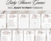 Editable Baby Shower Games Bundle Minimalist Gender Neutral Baby Sprinkle Activities Printable Funny Simple Baby Prediction Party Game Pack