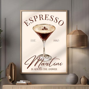 Espresso Martini Art Print Cocktail Poster Bar Cart Decor vintage signature drink sign trendy wall art minimalist retro digital Poster